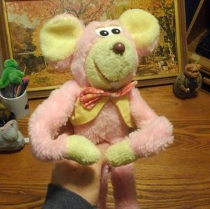 🐁 Vintage 70s 80s Plush Mouse Pink Knickerbocker